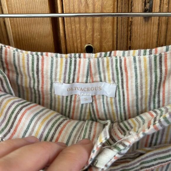 Olivaceous Small Colorful Striped Shorts Paperbag Mom High Waisted Front Zip‎ - Picture 5 of 9